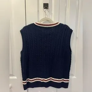 oh, jamae Sweaters Oversized Navy Knitted Sleeveless Sweater